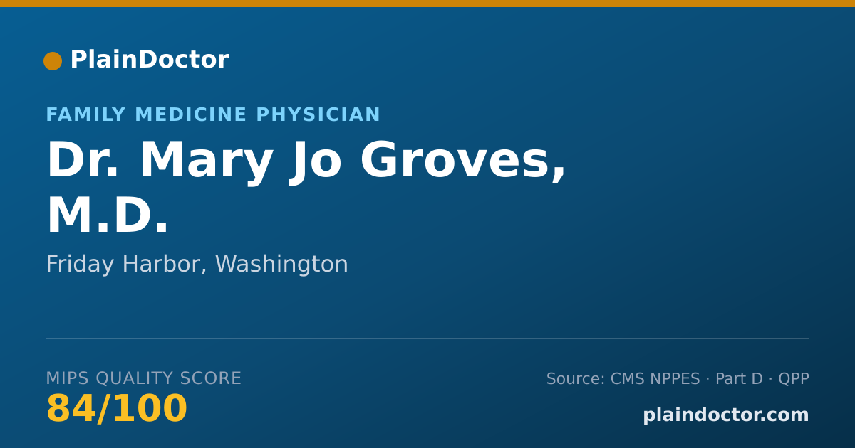 Shareable card for Mary Jo Groves, M.D. - Family Medicine Physician, Friday Harbor, WA