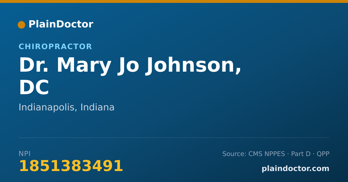 Shareable card for Mary Jo Johnson, DC - Chiropractor, Indianapolis, IN