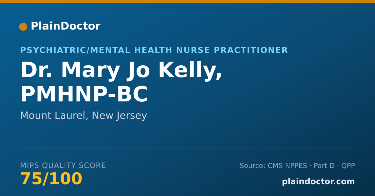 Shareable card for Mary Jo Kelly, PMHNP-BC - Psychiatric/Mental Health Nurse Practitioner, Mount Laurel, NJ