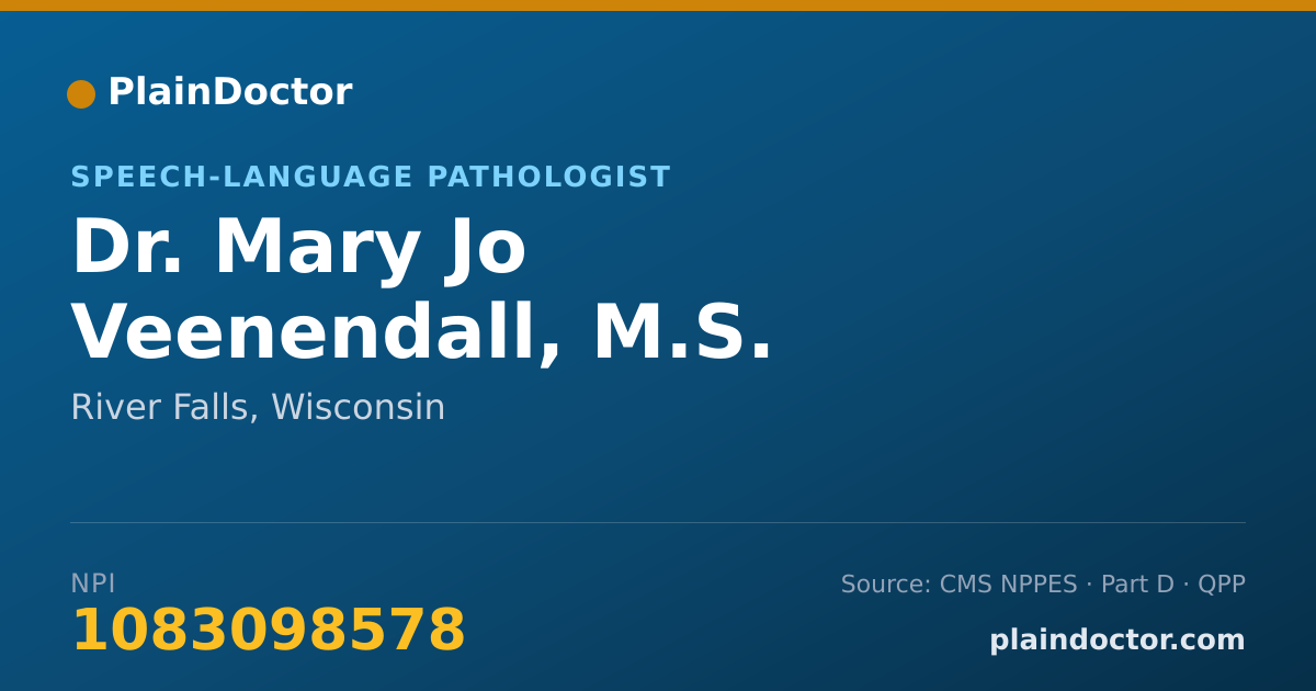 Shareable card for Mary Jo Veenendall, M.S. CCC-SLP - Speech-Language Pathologist, River Falls, WI