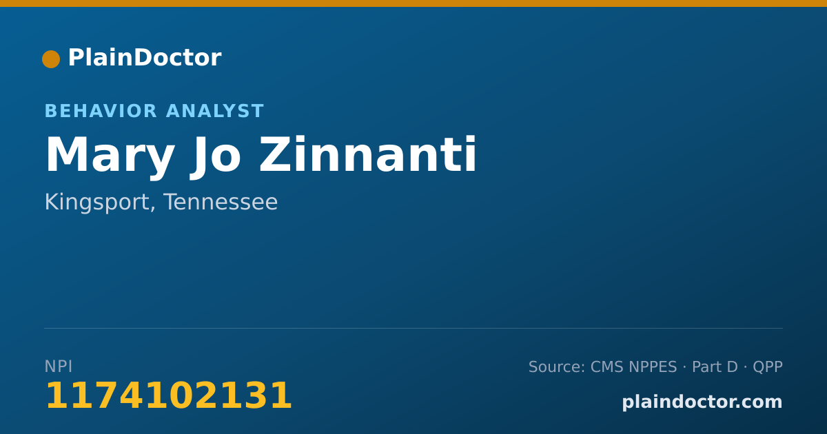 Shareable card for Mary Jo Zinnanti - Behavior Analyst, Kingsport, TN