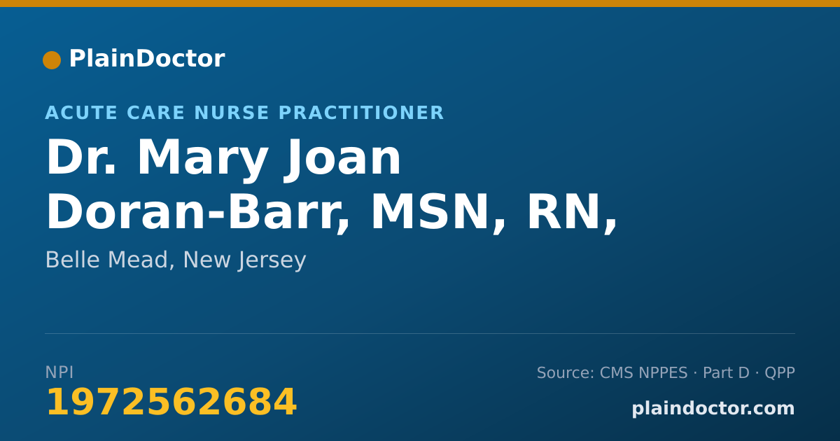 Shareable card for Mary Joan Doran-Barr, MSN, RN, APN - Acute Care Nurse Practitioner, Belle Mead, NJ