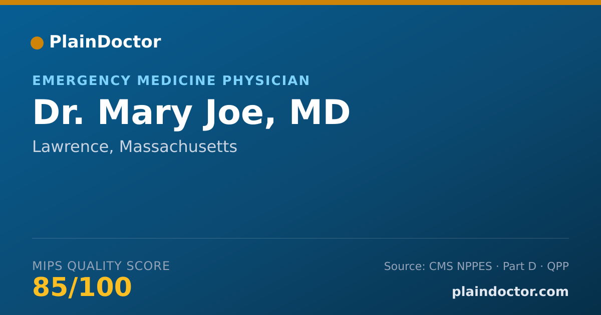 Shareable card for Mary Joe, MD - Emergency Medicine Physician, Lawrence, MA