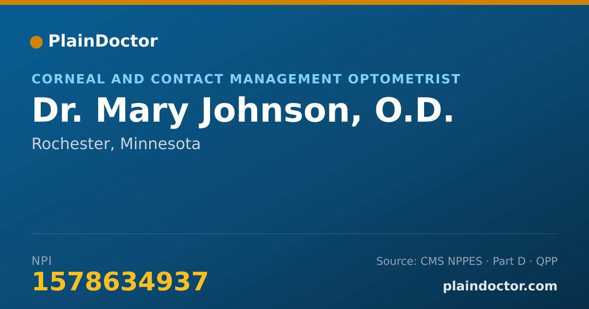 Shareable card for Mary Johnson, O.D. - Corneal and Contact Management Optometrist, Rochester, MN