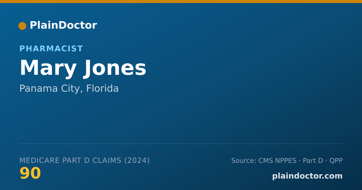 Shareable card for Mary Jones - Pharmacist, Panama City, FL