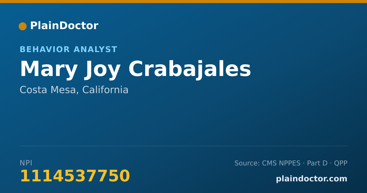 Shareable card for Mary Joy Crabajales - Behavior Analyst, Costa Mesa, CA