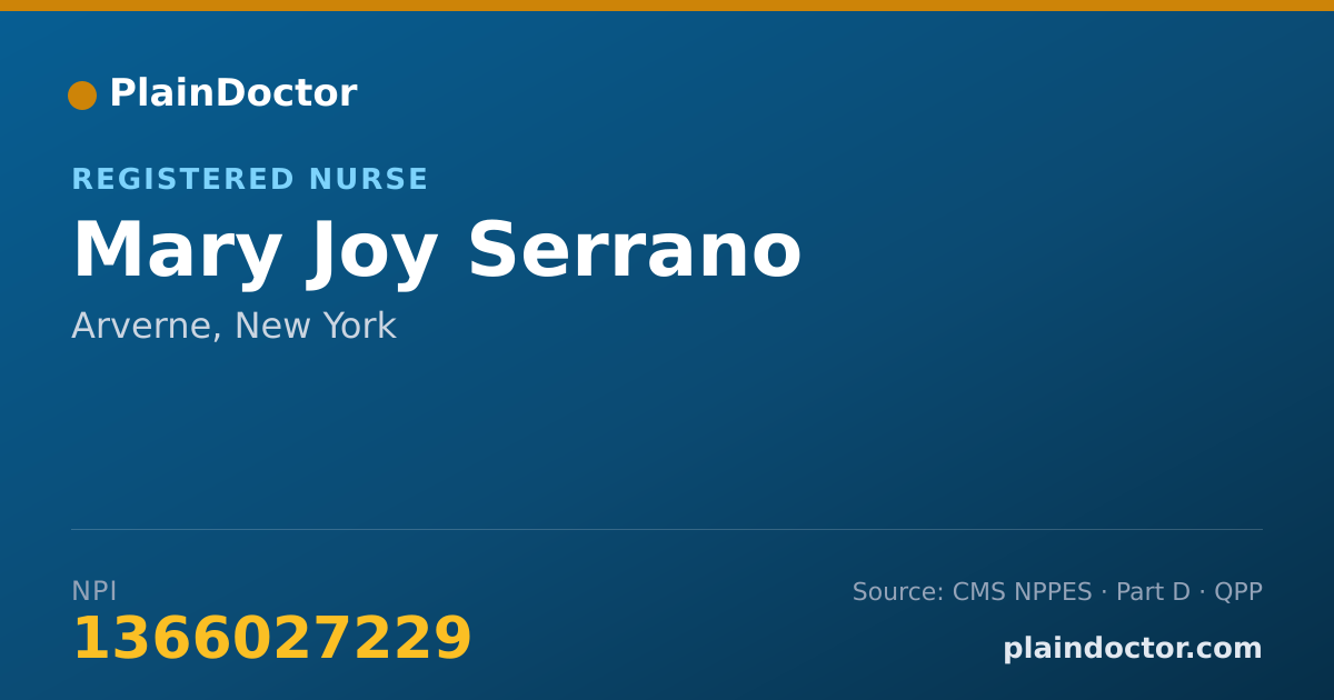 Shareable card for Mary Joy Serrano - Registered Nurse, Arverne, NY