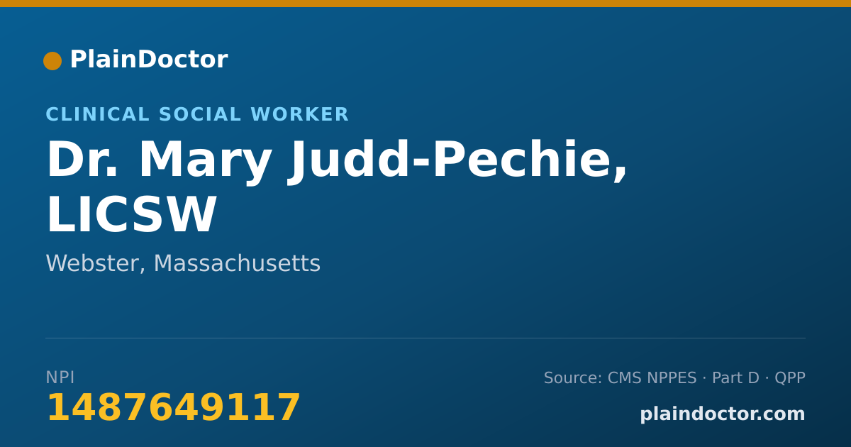 Shareable card for Mary Judd-Pechie, LICSW - Clinical Social Worker, Webster, MA
