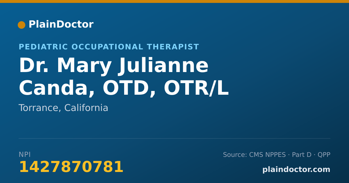 Shareable card for Mary Julianne Canda, OTD, OTR/L - Pediatric Occupational Therapist, Torrance, CA