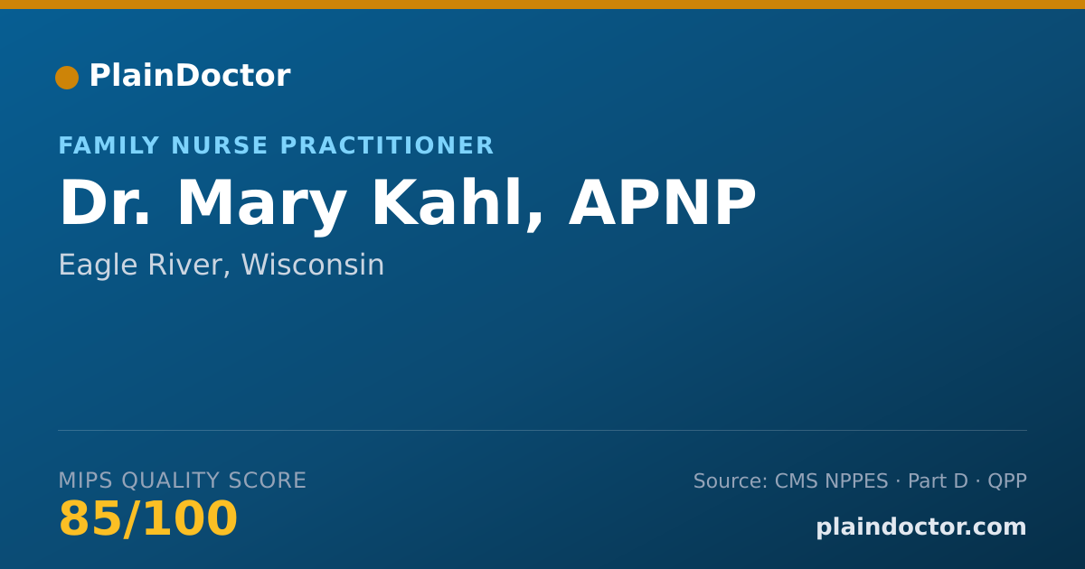Shareable card for Mary Kahl, APNP - Family Nurse Practitioner, Eagle River, WI