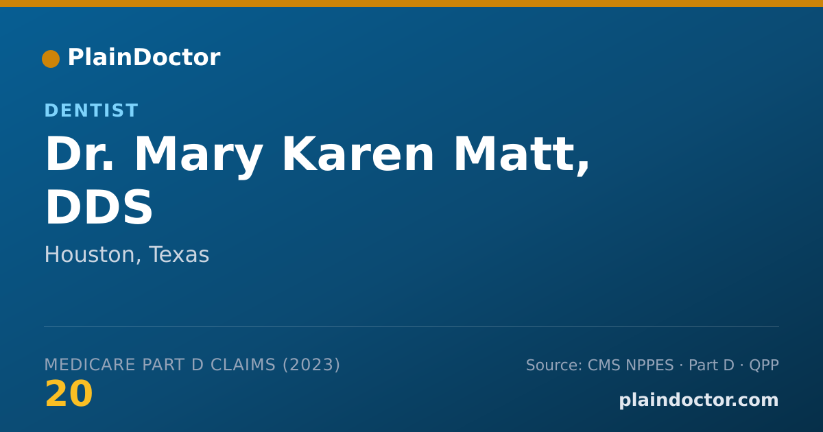 Shareable card for Mary Karen Matt, DDS - Dentist, Houston, TX