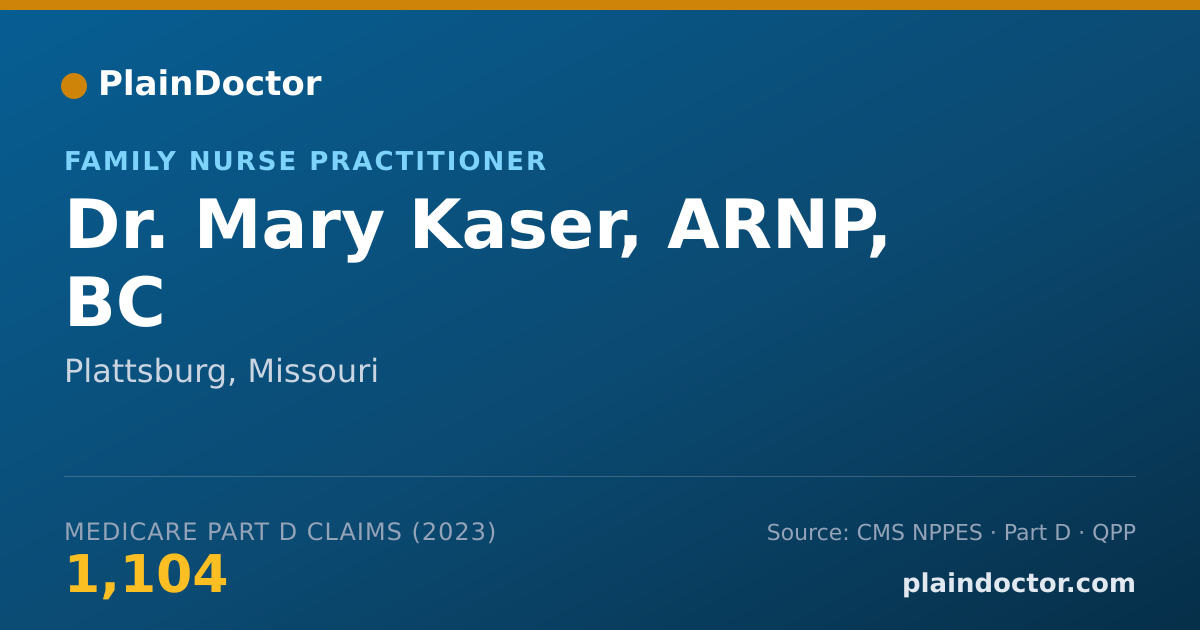 Shareable card for Mary Kaser, ARNP, BC - Family Nurse Practitioner, Plattsburg, MO