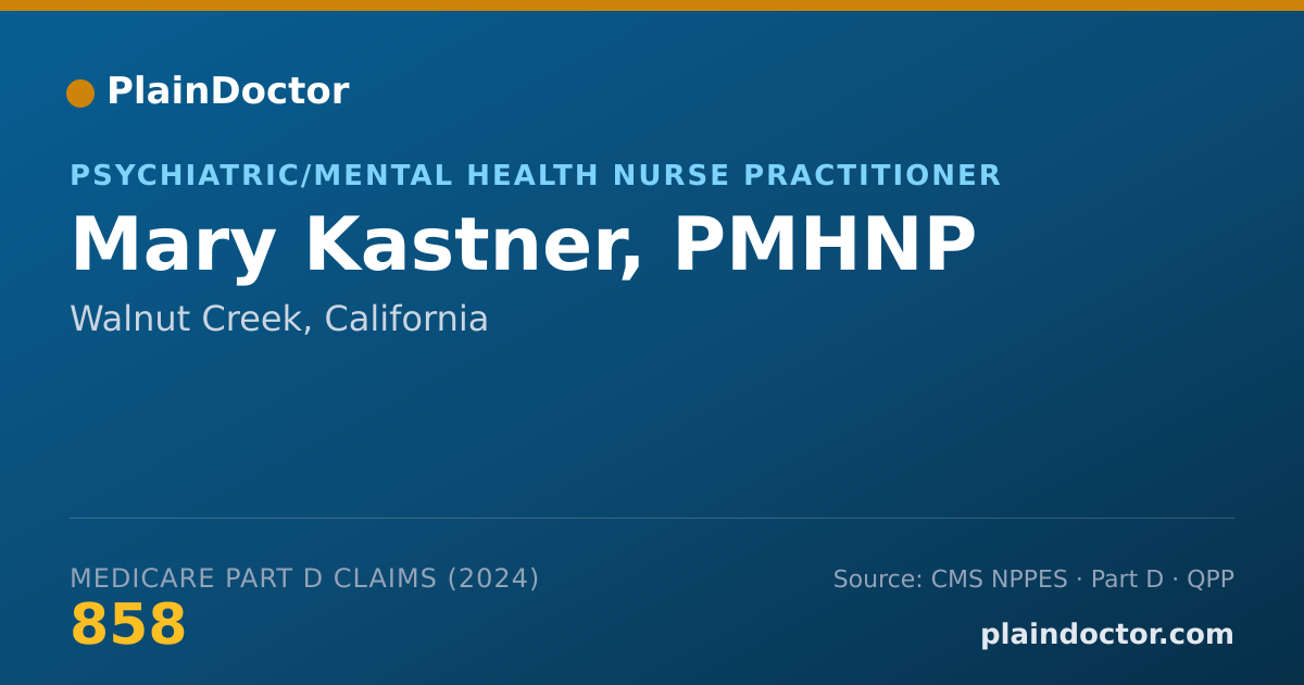 Shareable card for Mary Kastner, PMHNP - Psychiatric/Mental Health Nurse Practitioner, Walnut Creek, CA