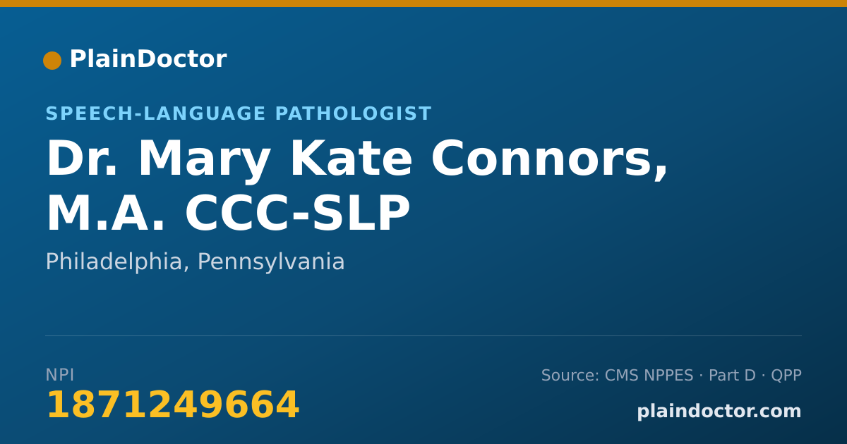Shareable card for Mary Kate Connors, M.A. CCC-SLP - Speech-Language Pathologist, Philadelphia, PA