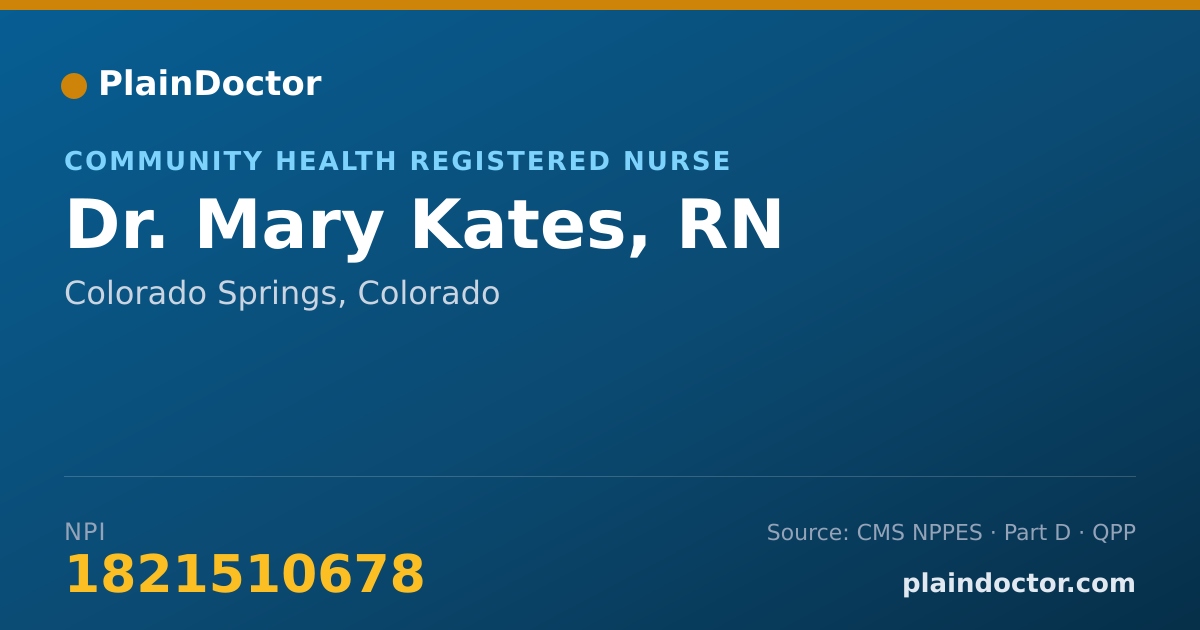 Shareable card for Mary Kates, RN - Community Health Registered Nurse, Colorado Springs, CO
