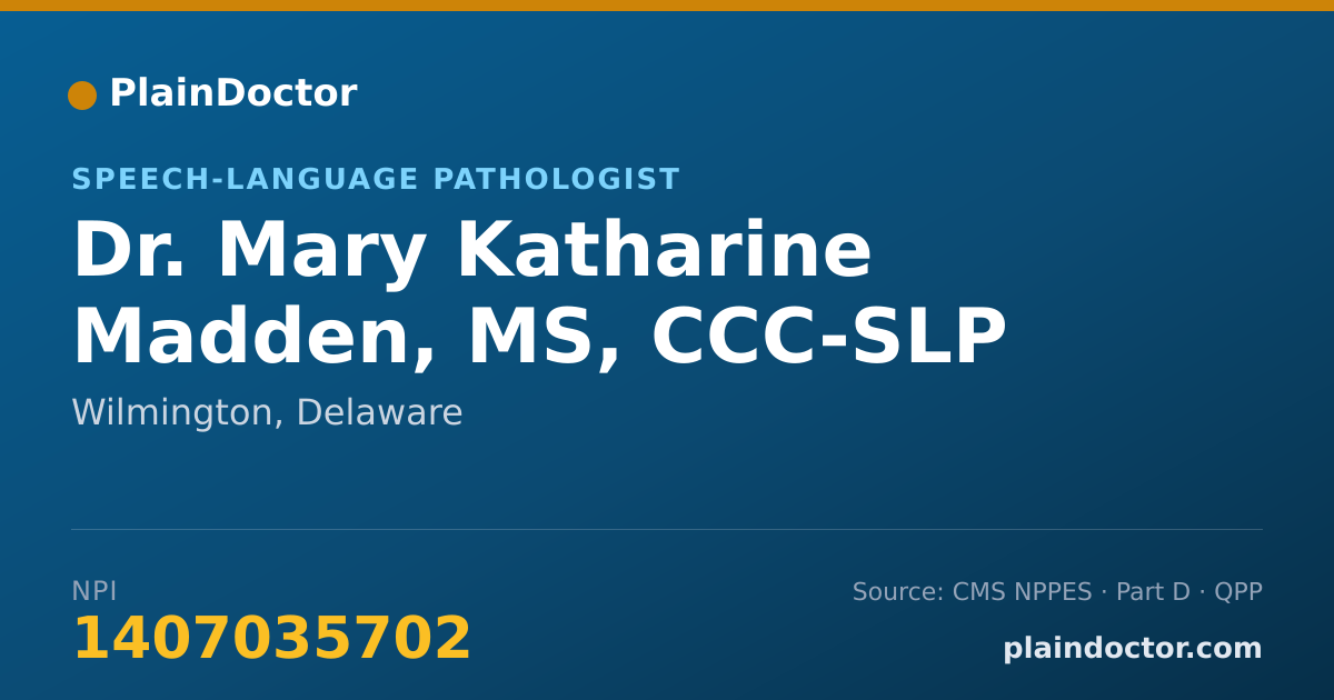 Shareable card for Mary Katharine Madden, MS, CCC-SLP - Speech-Language Pathologist, Wilmington, DE