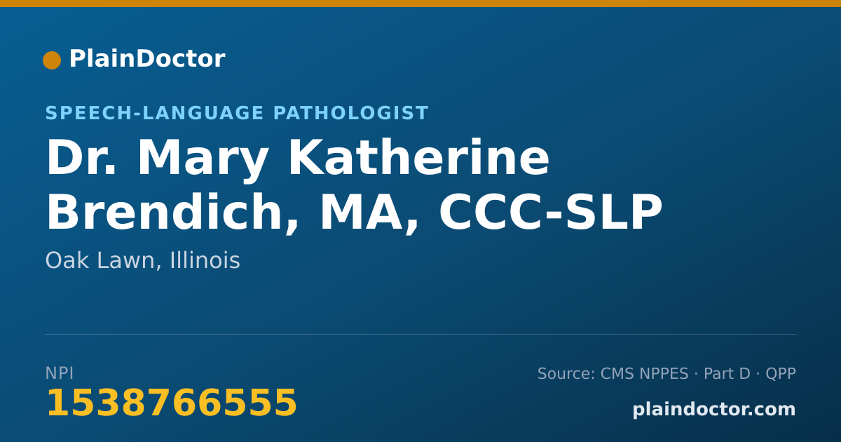 Shareable card for Mary Katherine Brendich, MA, CCC-SLP - Speech-Language Pathologist, Oak Lawn, IL