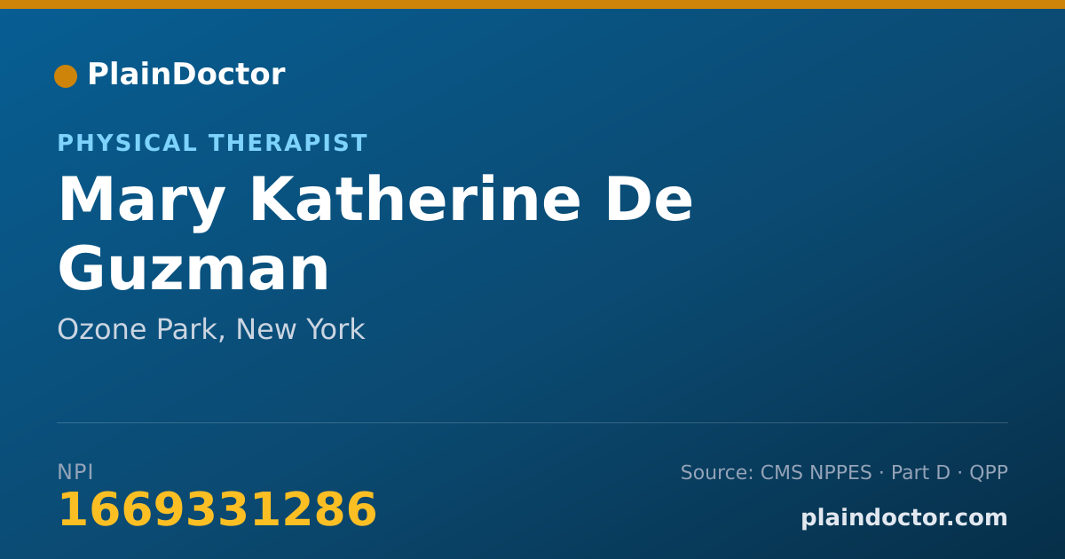 Shareable card for Mary Katherine De Guzman - Physical Therapist, Ozone Park, NY