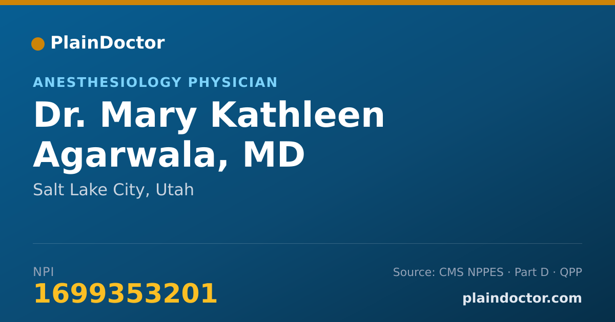 Shareable card for Mary Kathleen Agarwala, MD - Anesthesiology Physician, Salt Lake City, UT