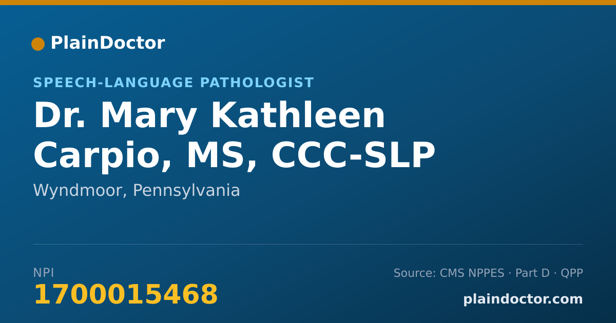 Shareable card for Mary Kathleen Carpio, MS, CCC-SLP - Speech-Language Pathologist, Wyndmoor, PA