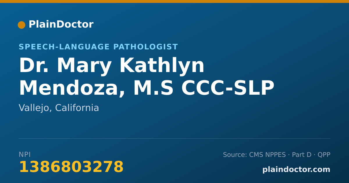 Shareable card for Mary Kathlyn Mendoza, M.S CCC-SLP - Speech-Language Pathologist, Vallejo, CA