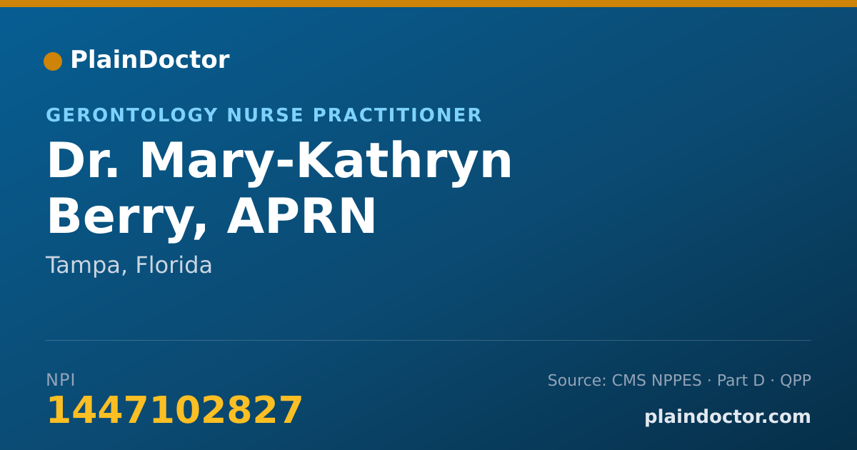 Shareable card for Mary-Kathryn Berry, APRN - Gerontology Nurse Practitioner, Tampa, FL