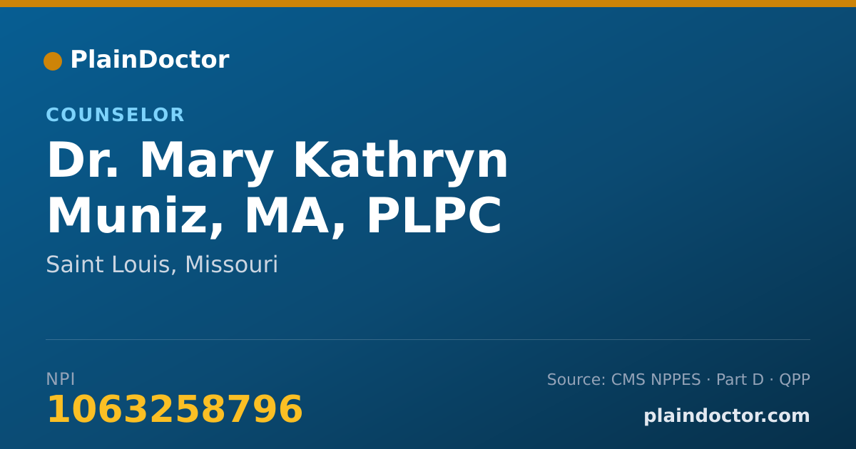 Shareable card for Mary Kathryn Muniz, MA, PLPC - Counselor, Saint Louis, MO
