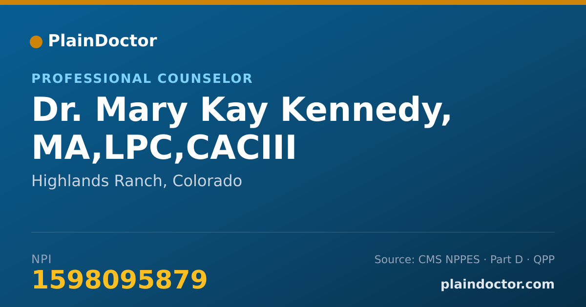 Shareable card for Mary Kay Kennedy, MA,LPC,CACIII - Professional Counselor, Highlands Ranch, CO