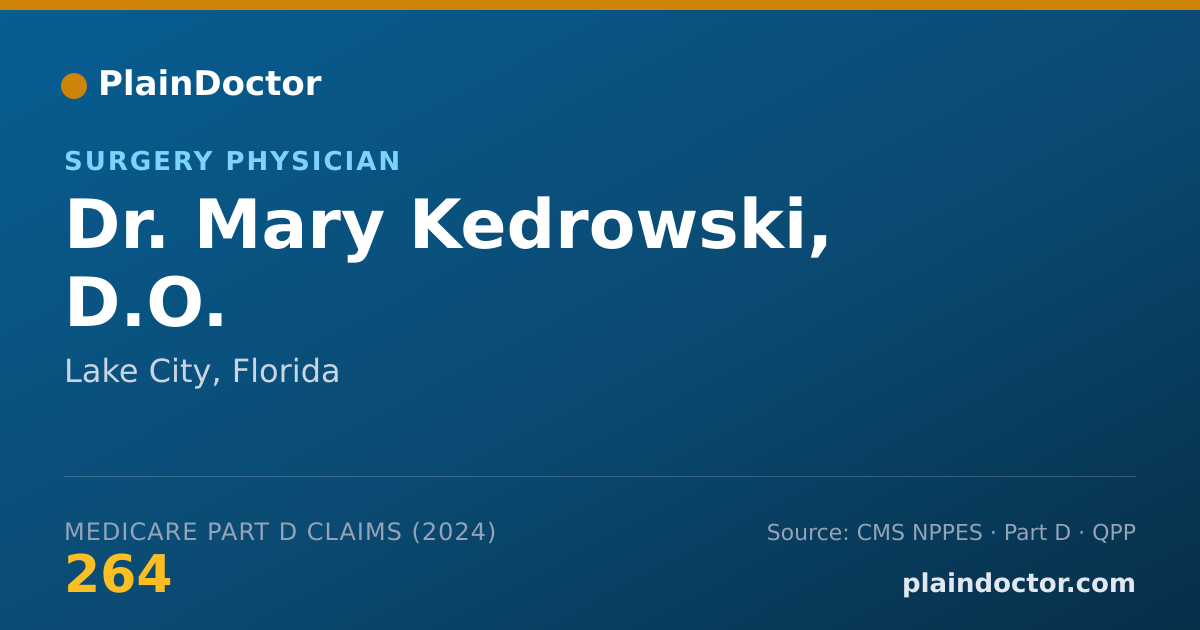 Shareable card for Mary Kedrowski, D.O. - Surgery Physician, Lake City, FL
