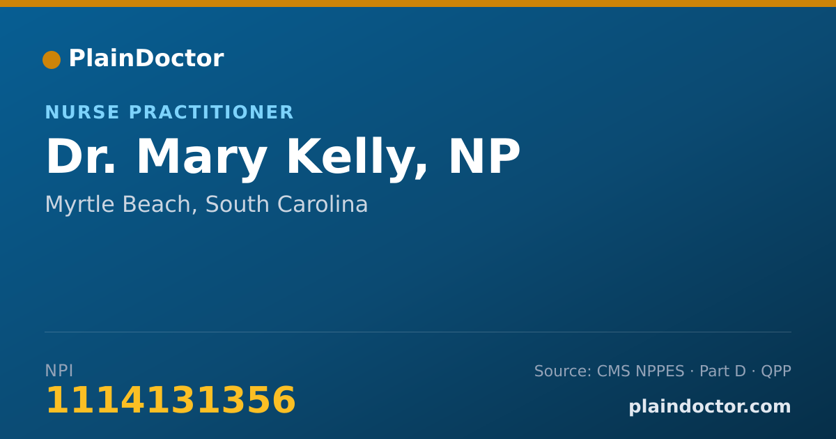 Shareable card for Mary Kelly, NP - Nurse Practitioner, Myrtle Beach, SC