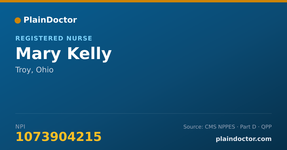 Shareable card for Mary Kelly - Registered Nurse, Troy, OH