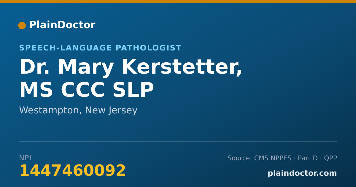 Shareable card for Mary Kerstetter, MS CCC SLP - Speech-Language Pathologist, Westampton, NJ