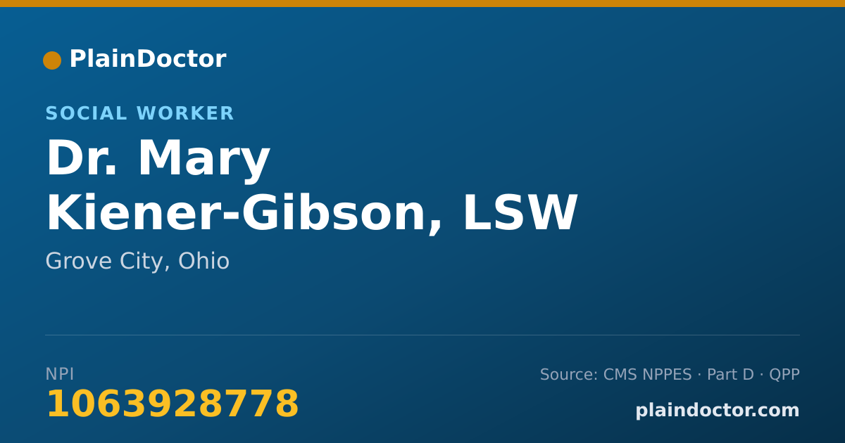 Shareable card for Mary Kiener-Gibson, LSW - Social Worker, Grove City, OH