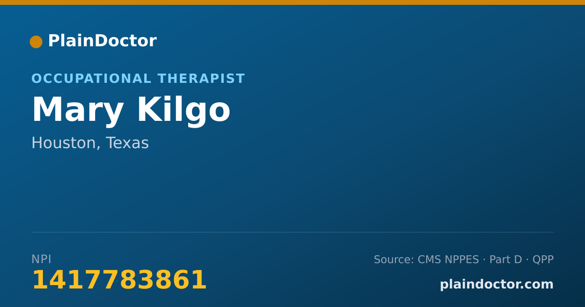 Shareable card for Mary Kilgo - Occupational Therapist, Houston, TX