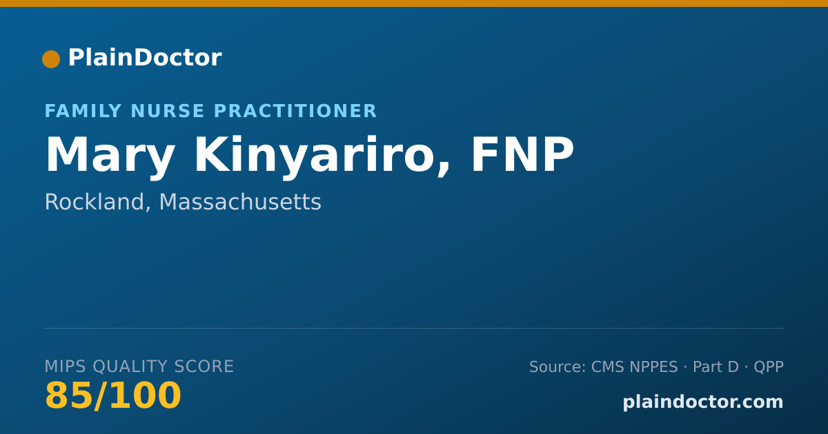 Shareable card for Mary Kinyariro, FNP - Family Nurse Practitioner, Rockland, MA