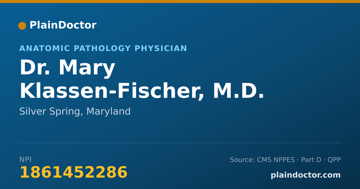Shareable card for Mary Klassen-Fischer, M.D. - Anatomic Pathology Physician, Silver Spring, MD