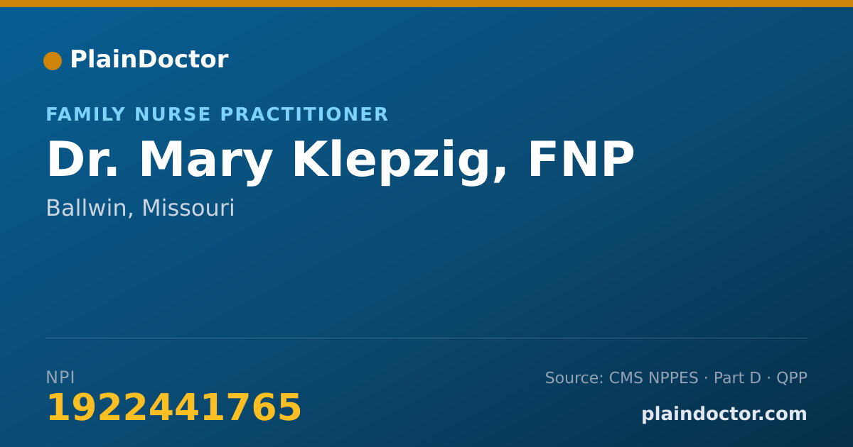 Shareable card for Mary Klepzig, FNP - Family Nurse Practitioner, Ballwin, MO