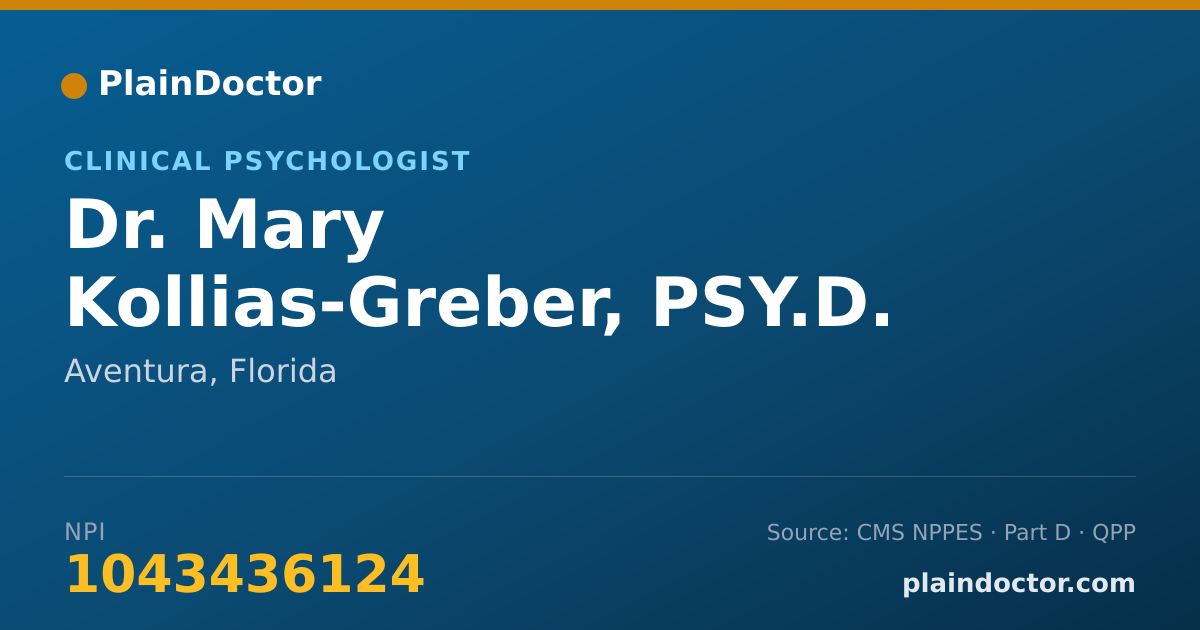 Shareable card for Mary Kollias-Greber, PSY.D. - Clinical Psychologist, Aventura, FL