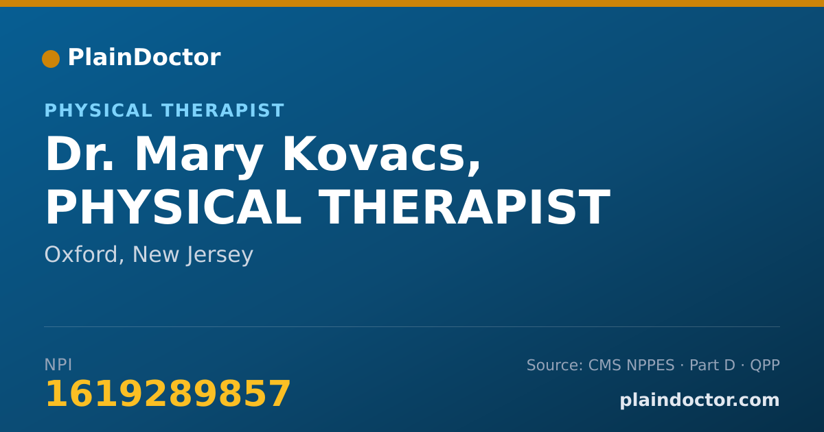 Shareable card for Mary Kovacs, PHYSICAL THERAPIST - Physical Therapist, Oxford, NJ