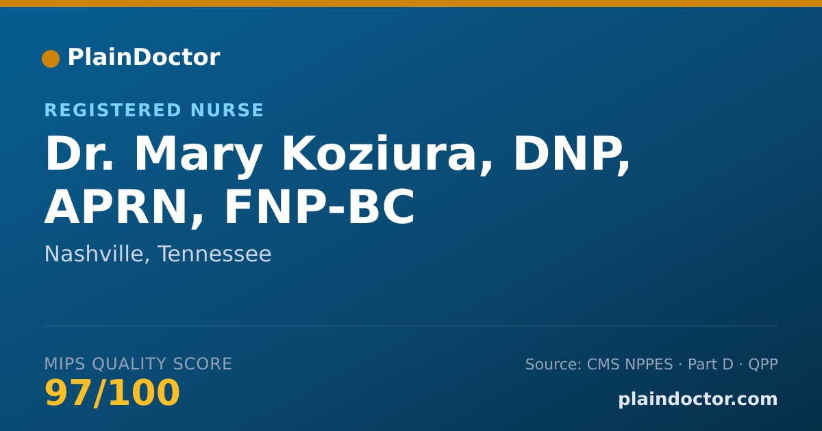 Shareable card for Mary Koziura, DNP, APRN, FNP-BC - Registered Nurse, Nashville, TN