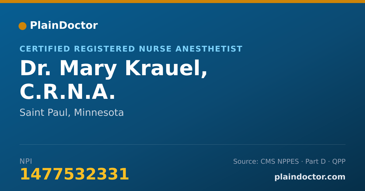 Shareable card for Mary Krauel, C.R.N.A. - Certified Registered Nurse Anesthetist, Saint Paul, MN