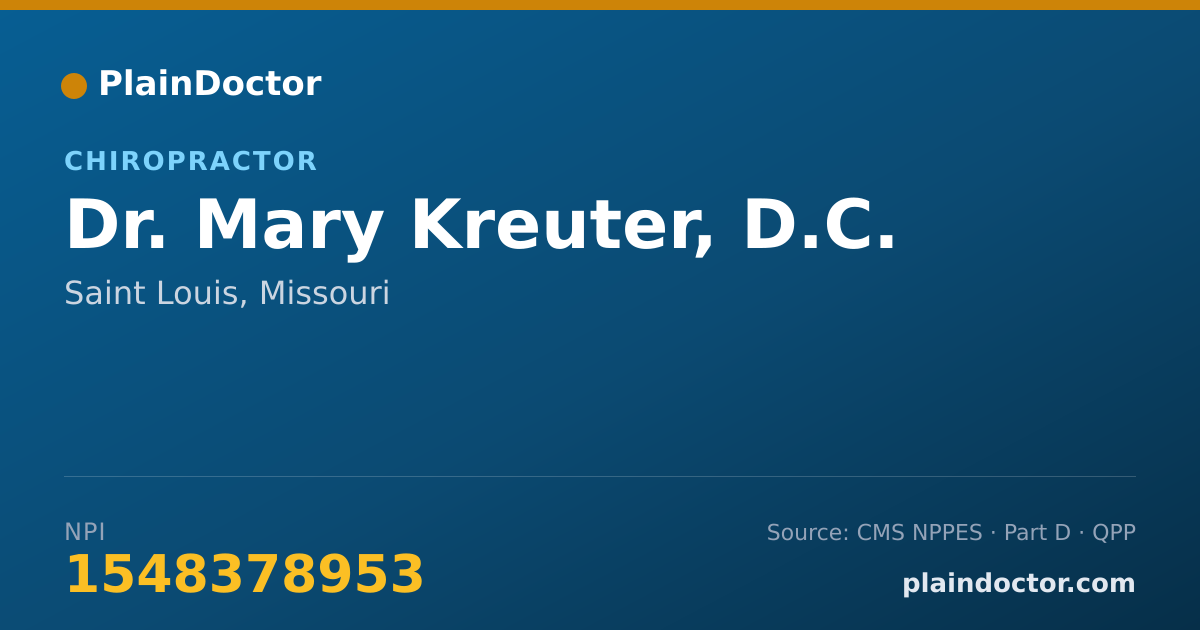 Shareable card for Mary Kreuter, D.C. - Chiropractor, Saint Louis, MO