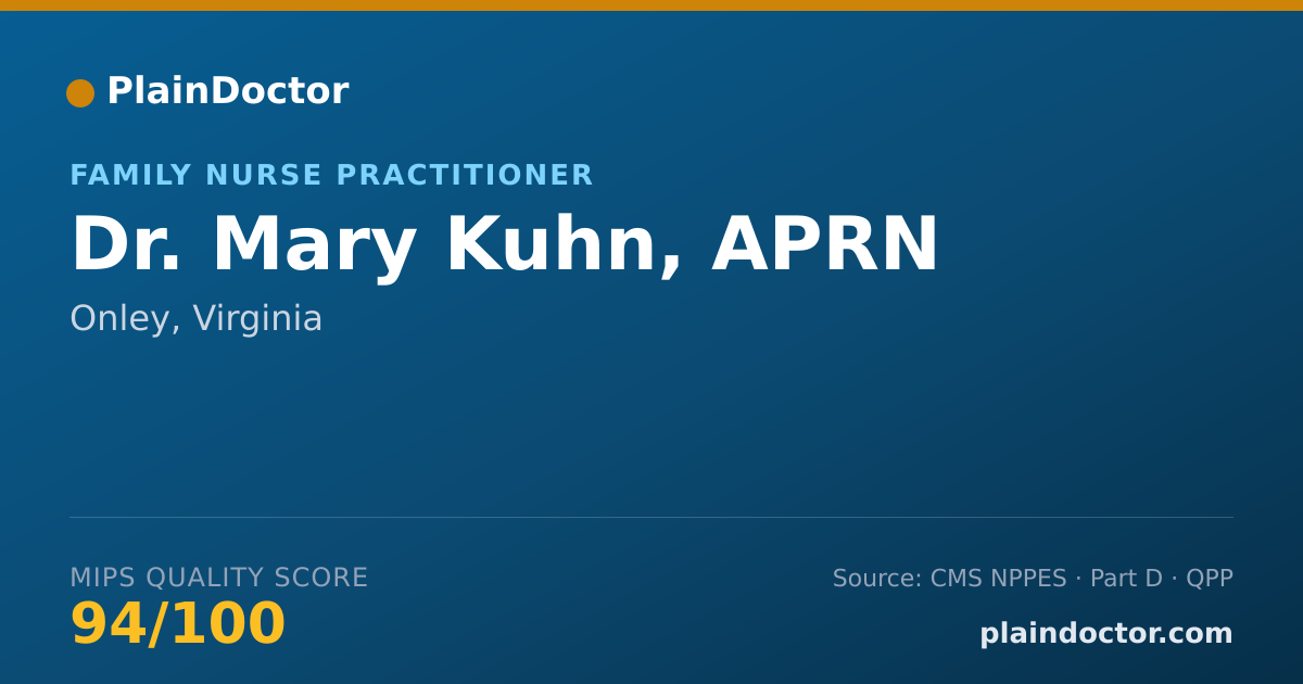 Shareable card for Mary Kuhn, APRN - Family Nurse Practitioner, Onley, VA