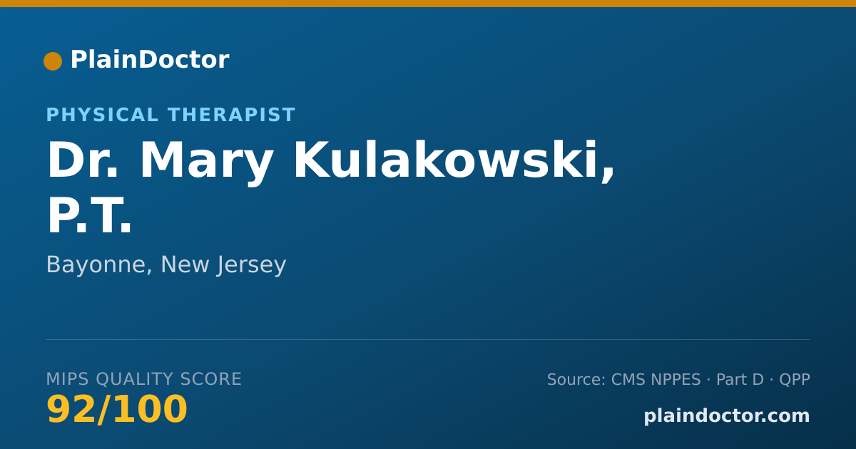 Shareable card for Mary Kulakowski, P.T. - Physical Therapist, Bayonne, NJ