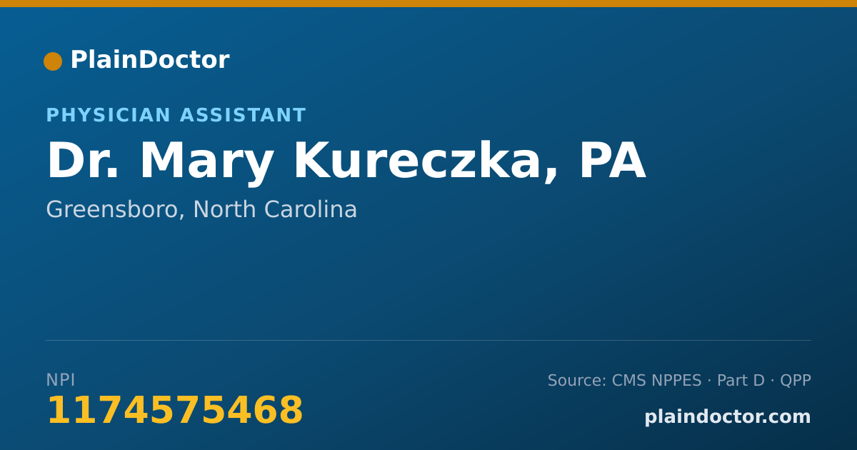 Shareable card for Mary Kureczka, PA - Physician Assistant, Greensboro, NC
