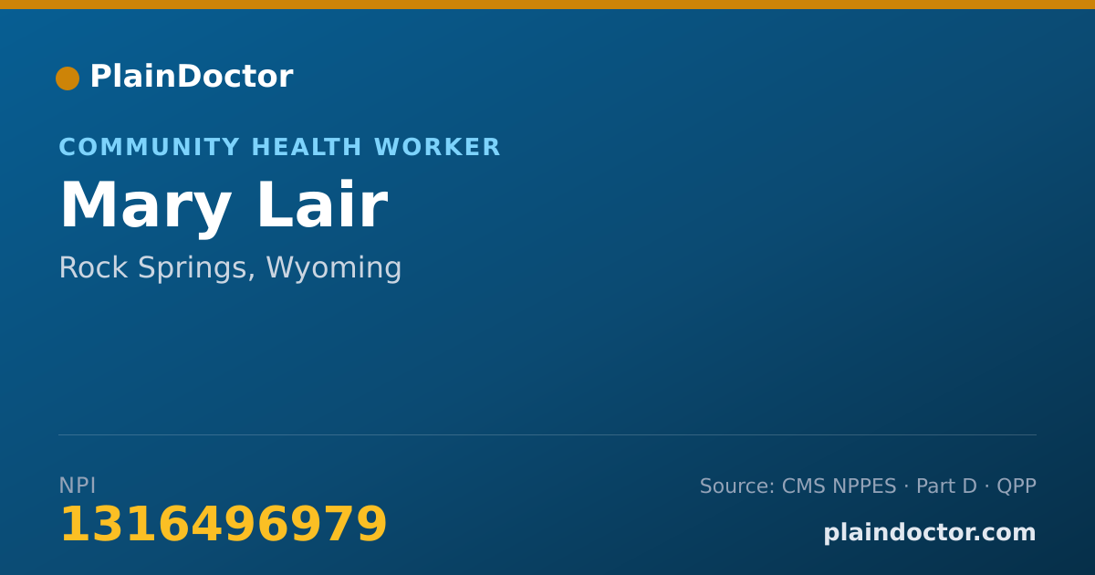 Shareable card for Mary Lair - Community Health Worker, Rock Springs, WY