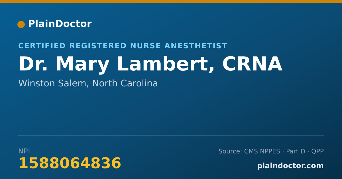 Shareable card for Mary Lambert, CRNA - Certified Registered Nurse Anesthetist, Winston Salem, NC