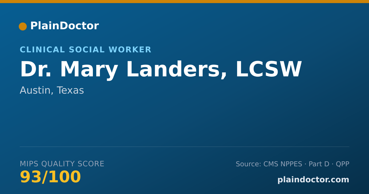 Shareable card for Mary Landers, LCSW - Clinical Social Worker, Austin, TX
