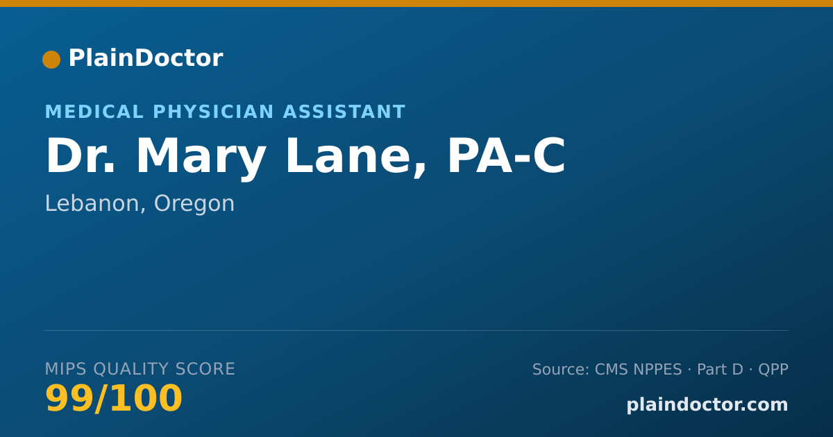 Shareable card for Mary Lane, PA-C - Medical Physician Assistant, Lebanon, OR