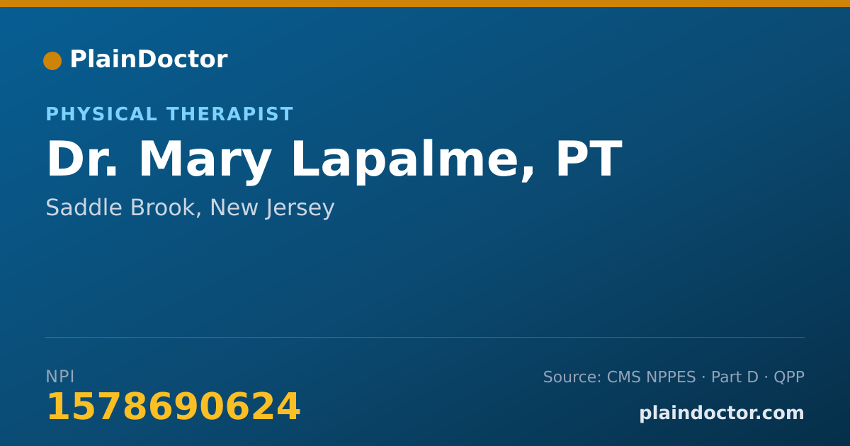 Shareable card for Mary Lapalme, PT - Physical Therapist, Saddle Brook, NJ